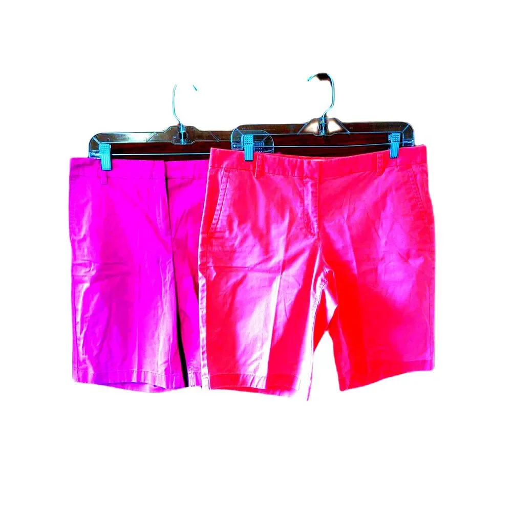 2 J Crew Bermuda Shorts City Fit Tangerine Barbiecore Pink Sz 8 Preppy Coquette